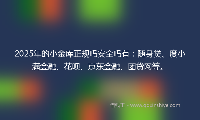 2025年的小金库正规吗安全吗有：随身贷、度小满金融、花呗、京东金融、团贷网等。