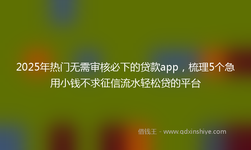 2025年热门无需审核必下的贷款app，梳理5个急用小钱不求征信流水轻松贷的平台