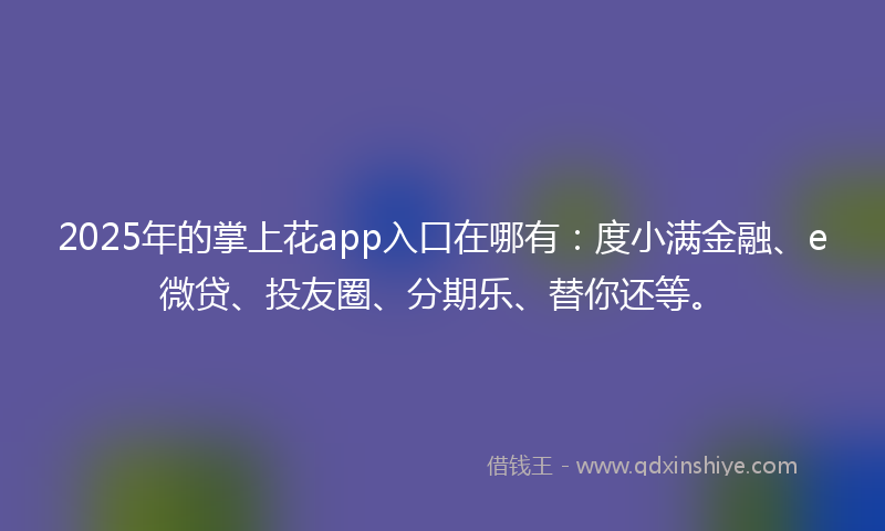 2025年的掌上花app入口在哪有：度小满金融、e微贷、投友圈、分期乐、替你还等。
