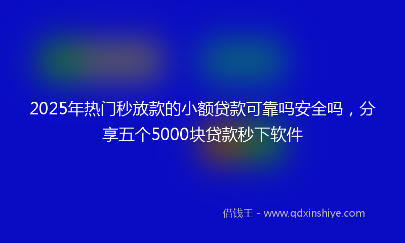 2025年热门秒放款的小额贷款可靠吗安全吗，分享五个5000块贷款秒下软件