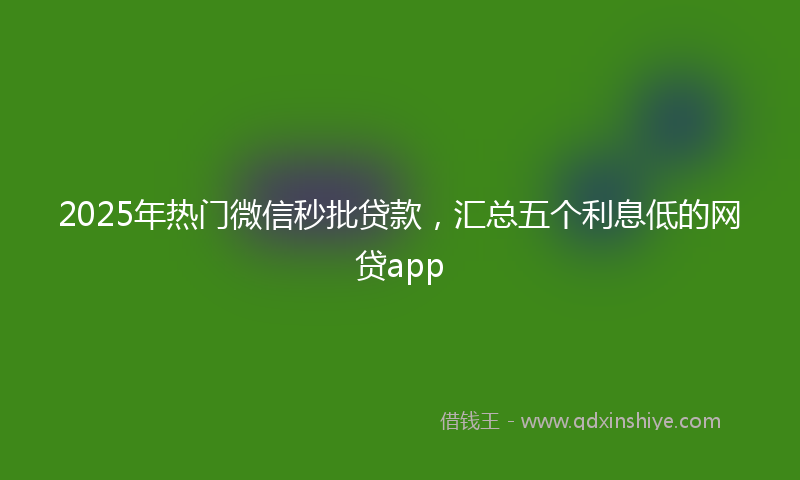 2025年热门微信秒批贷款，汇总五个利息低的网贷app