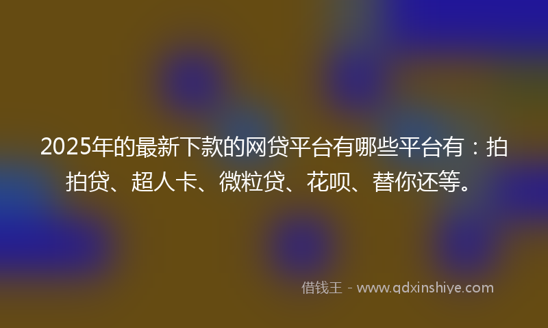 2025年的最新下款的网贷平台有哪些平台有：拍拍贷、超人卡、微粒贷、花呗、替你还等。
