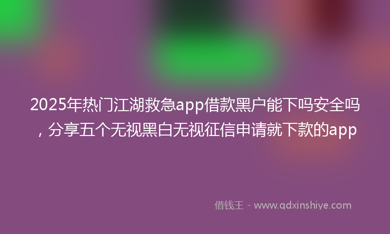 2025年热门江湖救急app借款黑户能下吗安全吗，分享五个无视黑白无视征信申请就下款的app