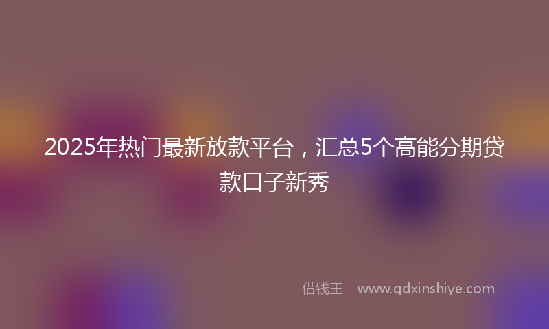2025年热门最新放款平台，汇总5个高能分期贷款口子新秀