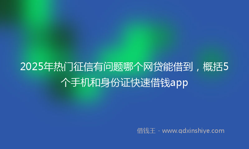 2025年热门征信有问题哪个网贷能借到，概括5个手机和身份证快速借钱app