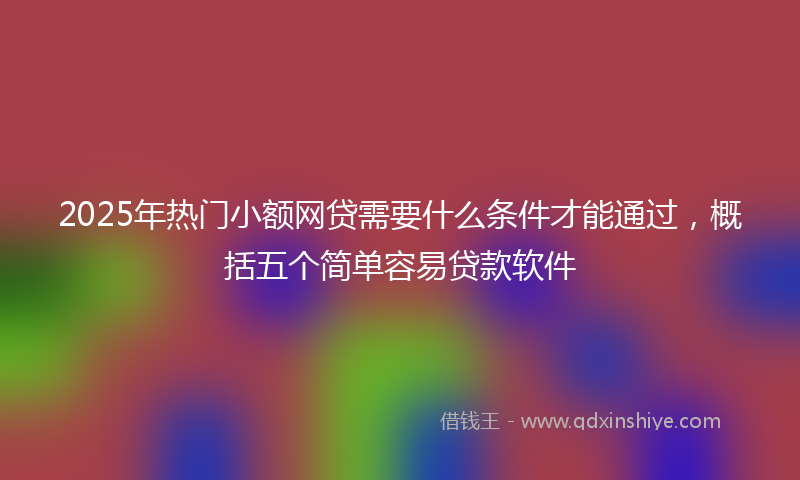 2025年热门小额网贷需要什么条件才能通过，概括五个简单容易贷款软件