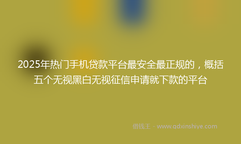 2025年热门手机贷款平台最安全最正规的，概括五个无视黑白无视征信申请就下款的平台