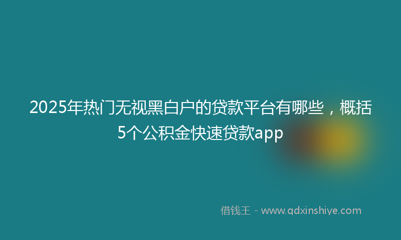 2025年热门无视黑白户的贷款平台有哪些，概括5个公积金快速贷款app