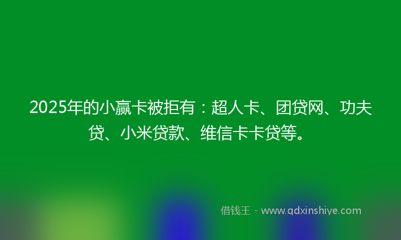 2025年的小赢卡被拒有:超人卡、团贷网、功夫贷、小米贷款、维信卡卡贷等。