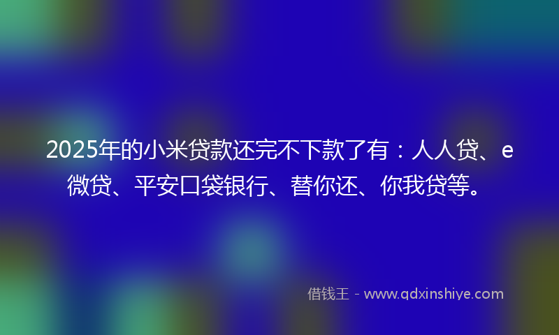 2025年的小米贷款还完不下款了有：人人贷、e微贷、平安口袋银行、替你还、你我贷等。