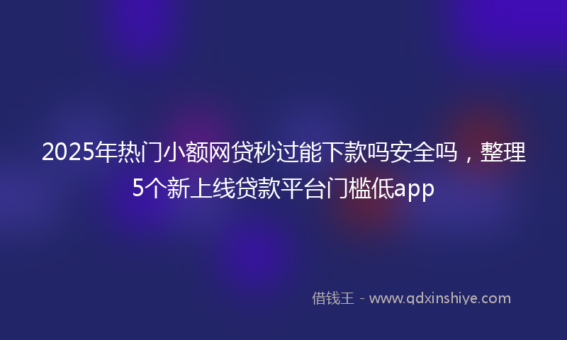 2025年热门小额网贷秒过能下款吗安全吗，整理5个新上线贷款平台门槛低app
