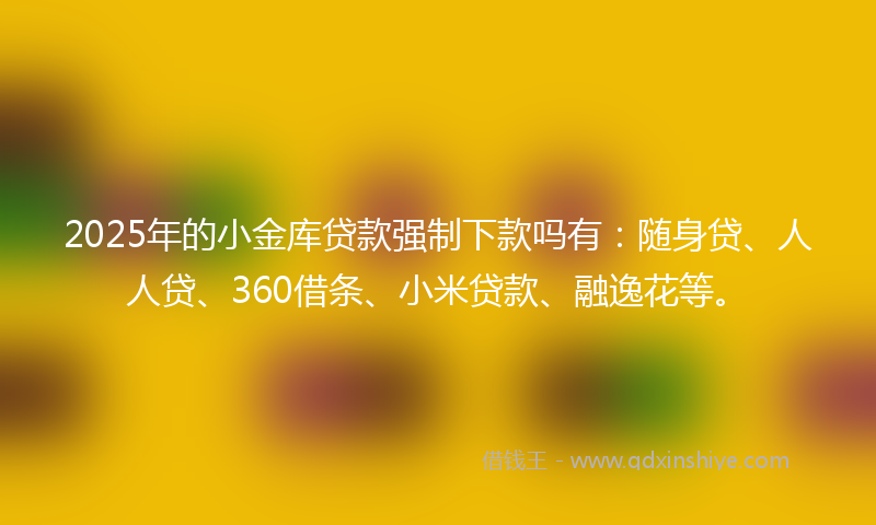 2025年的小金库贷款强制下款吗有：随身贷、人人贷、360借条、小米贷款、融逸花等。