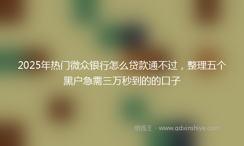 2025年热门微众银行怎么贷款通不过，整理五个黑户急需三万秒到的的口子