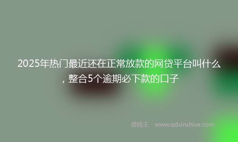2025年热门最近还在正常放款的网贷平台叫什么，整合5个逾期必下款的口子