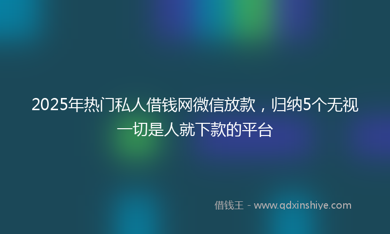 2025年热门私人借钱网微信放款，归纳5个无视一切是人就下款的平台