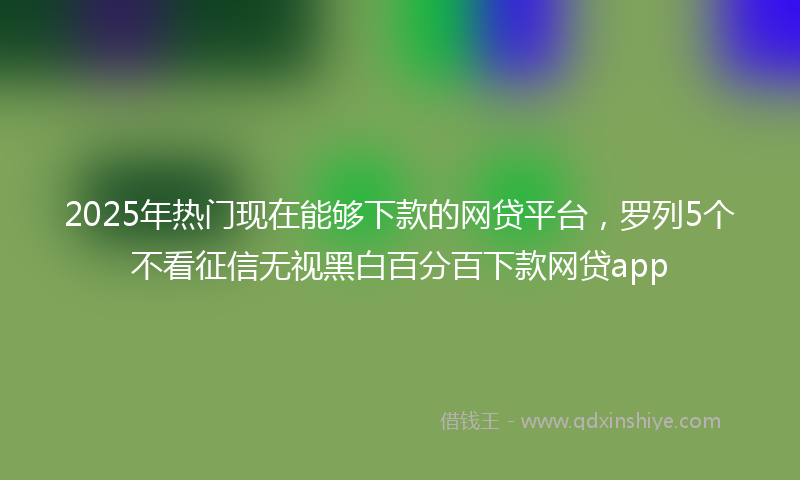 2025年热门现在能够下款的网贷平台，罗列5个不看征信无视黑白百分百下款网贷app