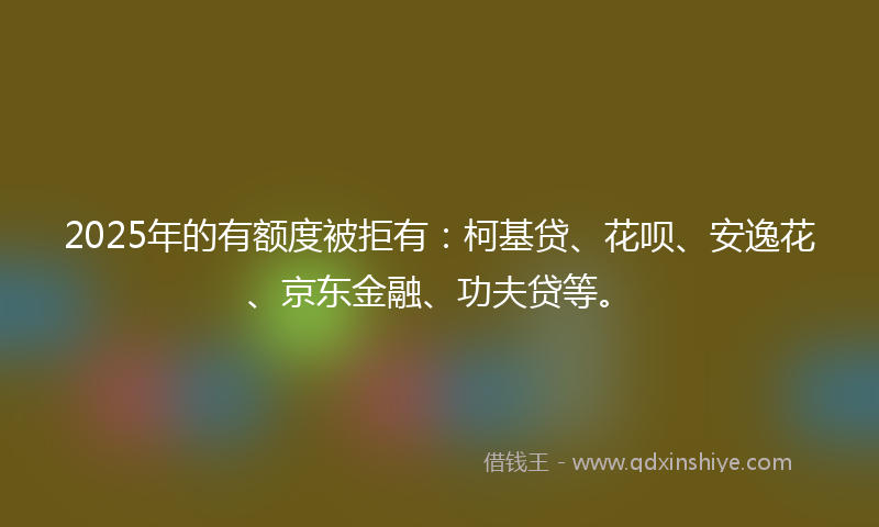 2025年的有额度被拒有：柯基贷、花呗、安逸花、京东金融、功夫贷等。