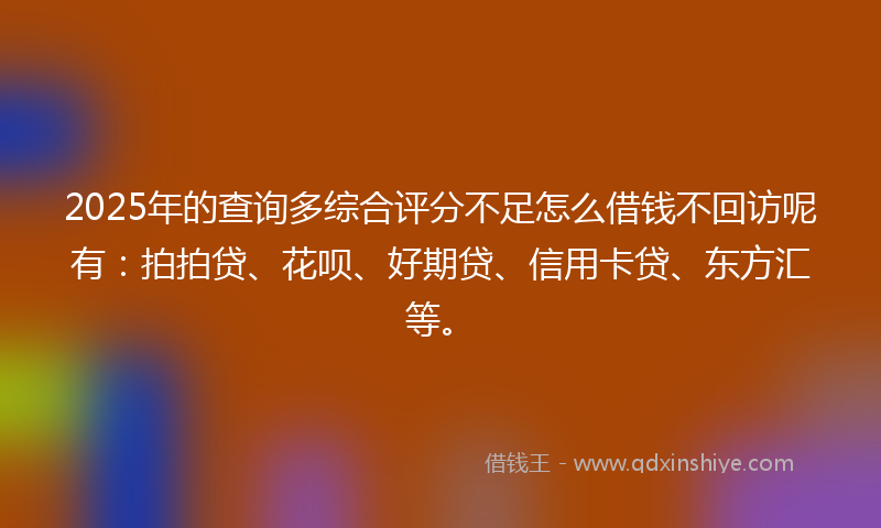 2025年的查询多综合评分不足怎么借钱不回访呢有：拍拍贷、花呗、好期贷、信用卡贷、东方汇等。