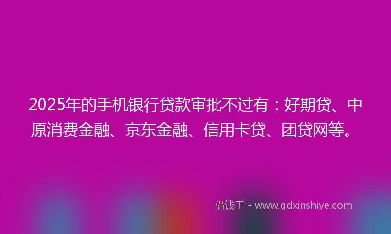 2025年的手机银行贷款审批不过有：好期贷、中原消费金融、京东金融、信用卡贷、团贷网等。
