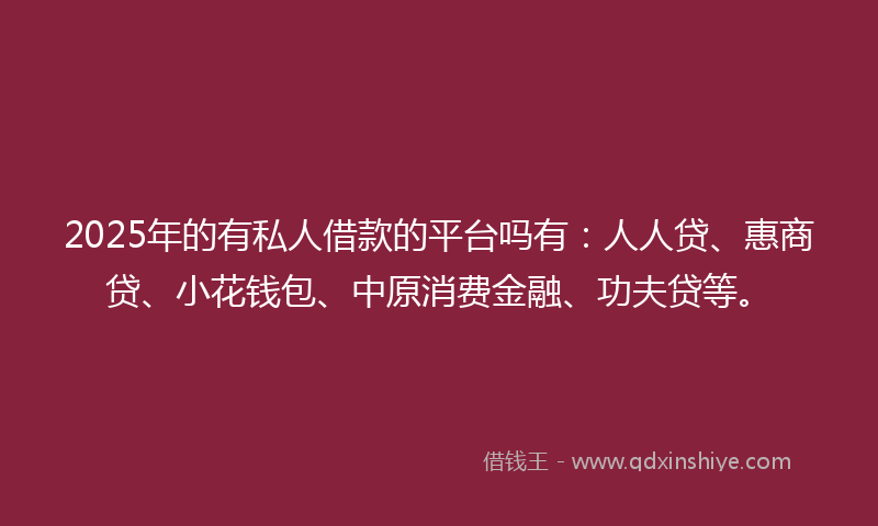2025年的有私人借款的平台吗有：人人贷、惠商贷、小花钱包、中原消费金融、功夫贷等。