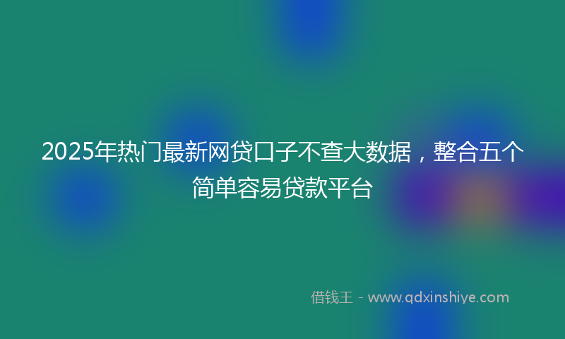 2025年热门最新网贷口子不查大数据，整合五个简单容易贷款平台