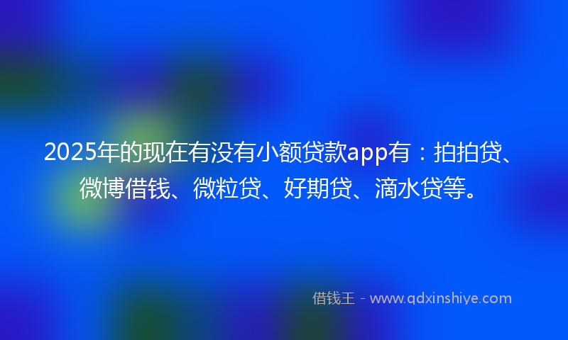 2025年的现在有没有小额贷款app有：拍拍贷、微博借钱、微粒贷、好期贷、滴水贷等。