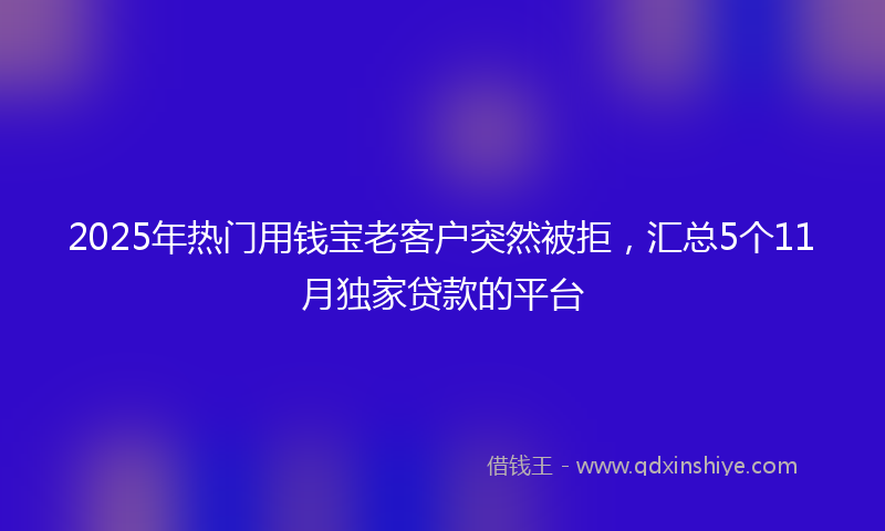 2025年热门用钱宝老客户突然被拒，汇总5个11月独家贷款的平台