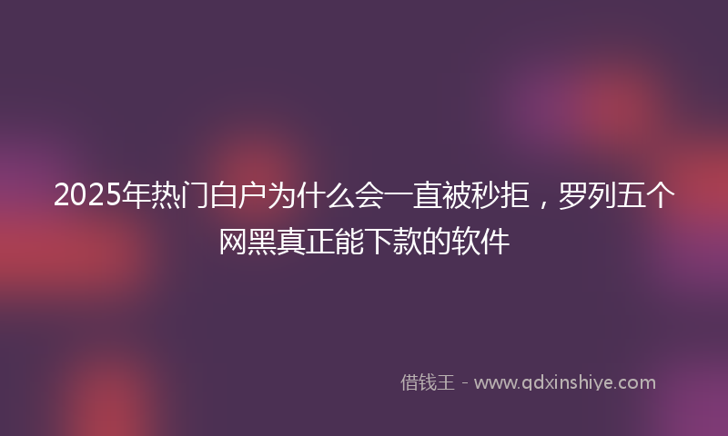 2025年热门白户为什么会一直被秒拒，罗列五个网黑真正能下款的软件
