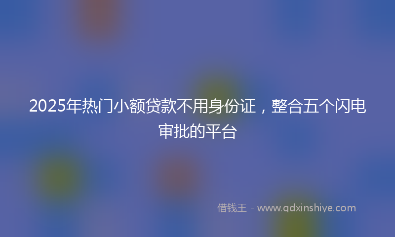 2025年热门小额贷款不用身份证，整合五个闪电审批的平台