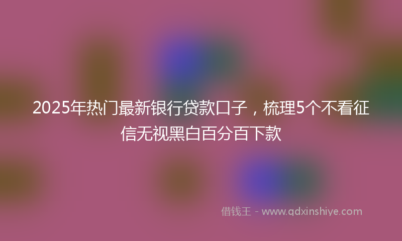2025年热门最新银行贷款口子，梳理5个不看征信无视黑白百分百下款