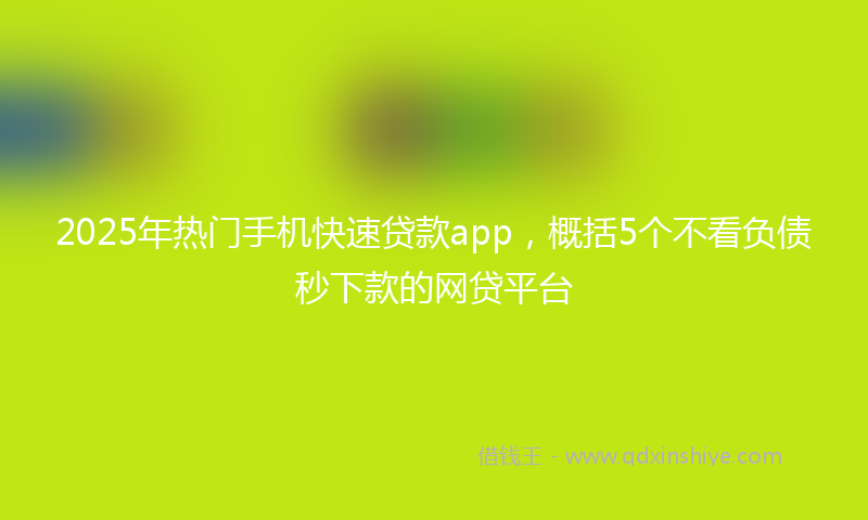 2025年热门手机快速贷款app，概括5个不看负债秒下款的网贷平台