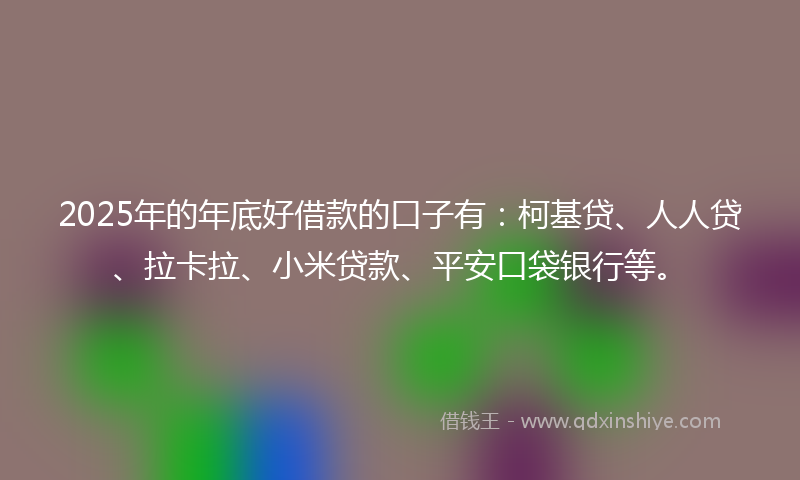 2025年的年底好借款的口子有：柯基贷、人人贷、拉卡拉、小米贷款、平安口袋银行等。