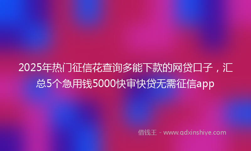 2025年热门征信花查询多能下款的网贷口子，汇总5个急用钱5000快审快贷无需征信app