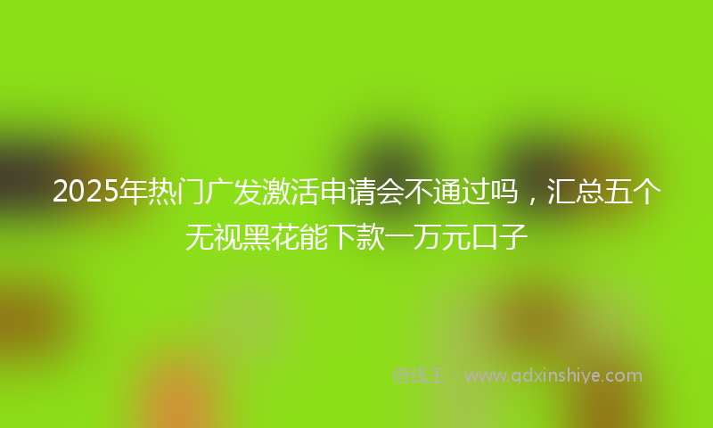 2025年热门广发激活申请会不通过吗，汇总五个无视黑花能下款一万元口子
