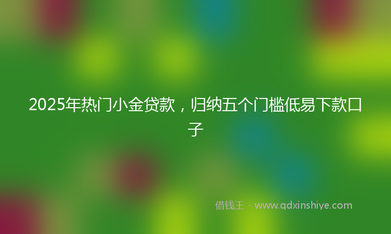 2025年热门小金贷款，归纳五个门槛低易下款口子