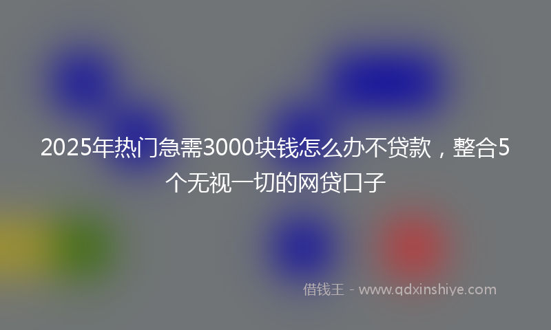 2025年热门急需3000块钱怎么办不贷款，整合5个无视一切的网贷口子