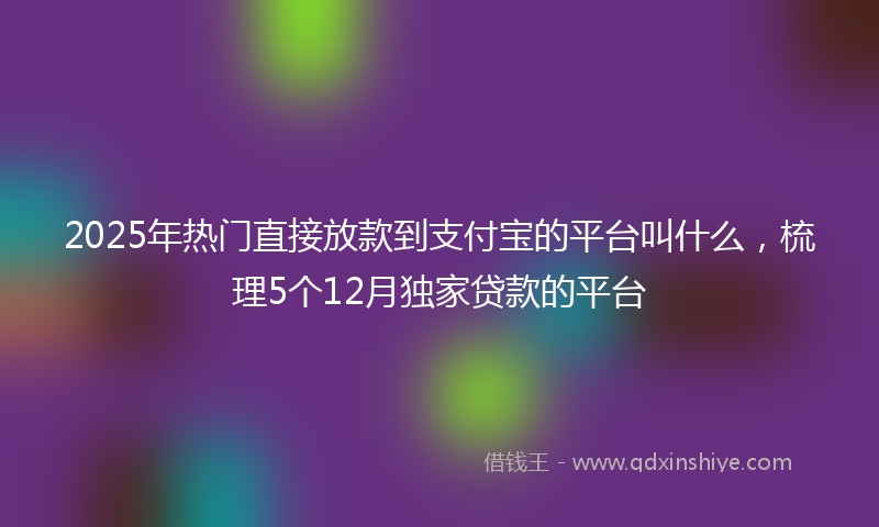 2025年热门直接放款到支付宝的平台叫什么，梳理5个12月独家贷款的平台