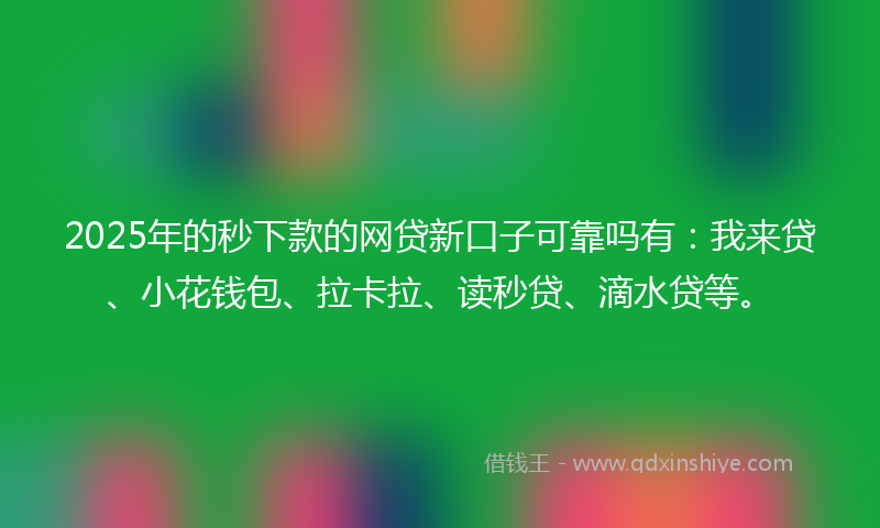 2025年的秒下款的网贷新口子可靠吗有：我来贷、小花钱包、拉卡拉、读秒贷、滴水贷等。