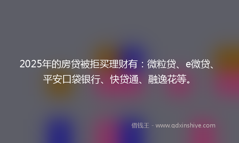 2025年的房贷被拒买理财有：微粒贷、e微贷、平安口袋银行、快贷通、融逸花等。