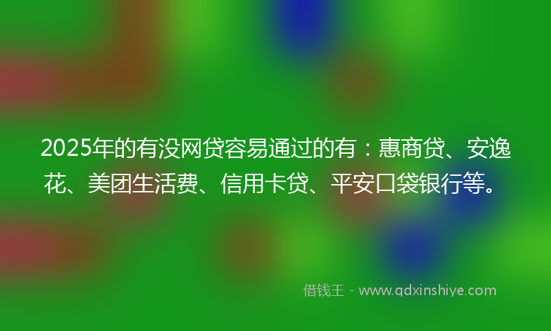 2025年的有没网贷容易通过的有：惠商贷、安逸花、美团生活费、信用卡贷、平安口袋银行等。