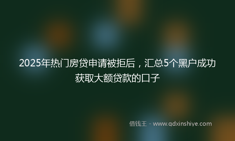 2025年热门房贷申请被拒后，汇总5个黑户成功获取大额贷款的口子