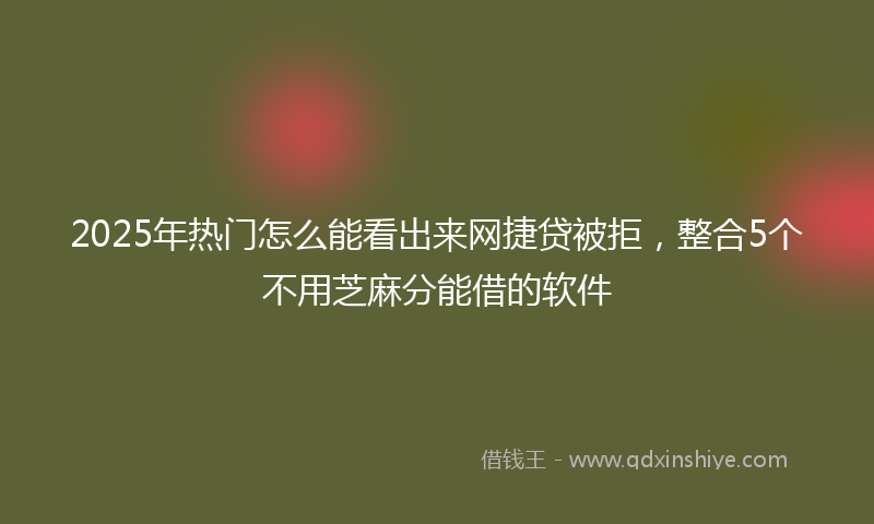 2025年热门怎么能看出来网捷贷被拒，整合5个不用芝麻分能借的软件