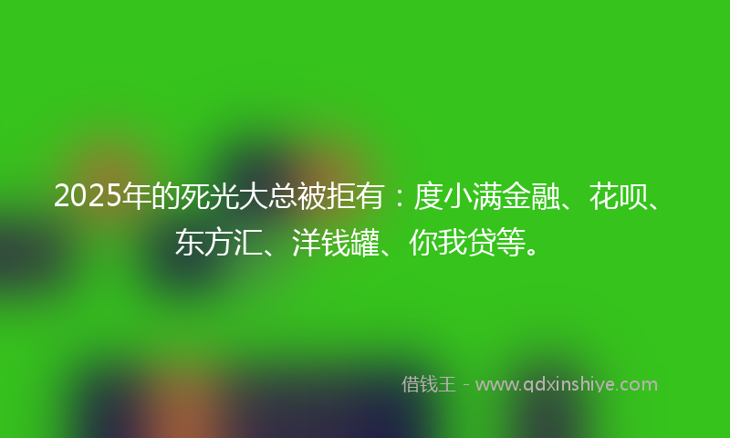 2025年的死光大总被拒有：度小满金融、花呗、东方汇、洋钱罐、你我贷等。