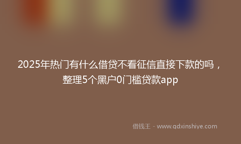 2025年热门有什么借贷不看征信直接下款的吗，整理5个黑户0门槛贷款app