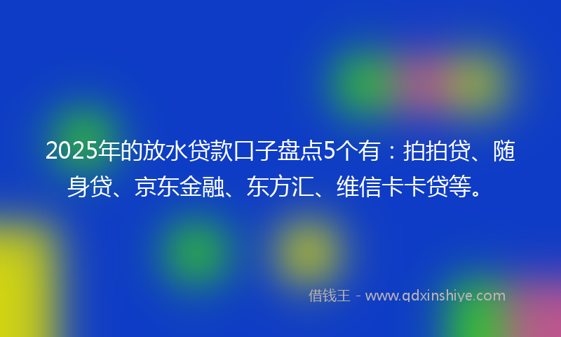2025年的放水贷款口子盘点5个有：拍拍贷、随身贷、京东金融、东方汇、维信卡卡贷等。