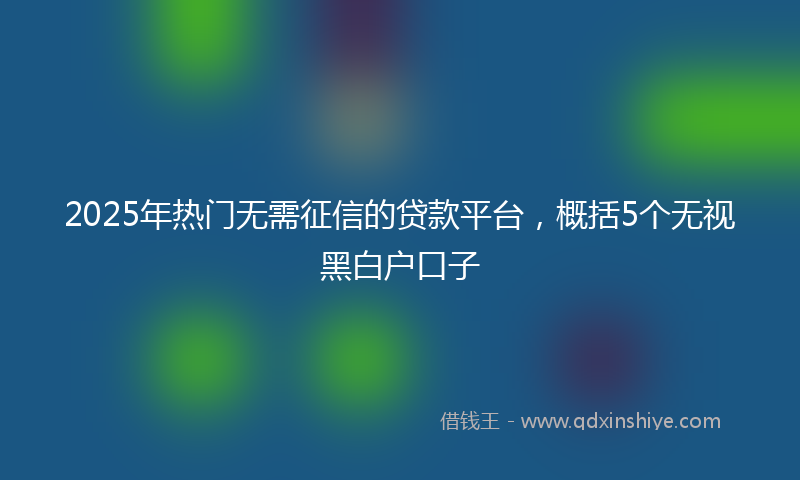 2025年热门无需征信的贷款平台，概括5个无视黑白户口子