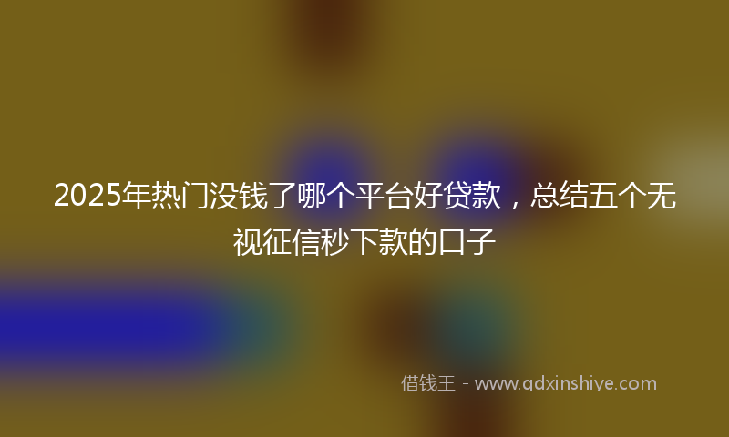 2025年热门没钱了哪个平台好贷款，总结五个无视征信秒下款的口子