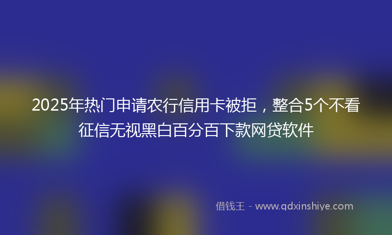 2025年热门申请农行信用卡被拒，整合5个不看征信无视黑白百分百下款网贷软件