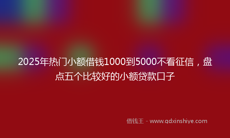 2025年热门小额借钱1000到5000不看征信，盘点五个比较好的小额贷款口子