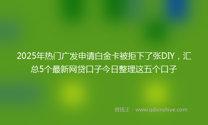 2025年热门广发申请白金卡被拒下了张DIY，汇总5个最新网贷口子今日整理这五个口子